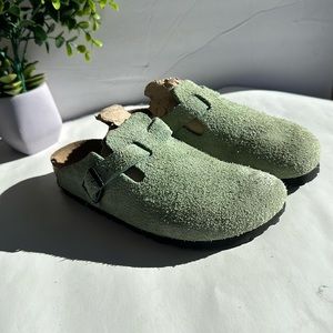 Birkenstock Boston Suede Leather Clogs InThyme Olive- Sz 5